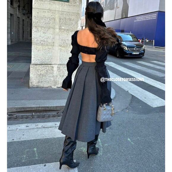 ZARA BLOGGER FAVE!!! Wool-Blend Midi Skirt NWT - Picture 8 of 16